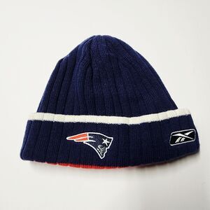 VTG Y2K New England Patriots Reebok NFL Football Cuffed Beanie EUC Mid 2000s